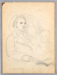 Rajz, Vázlatok "A jótékonyság leckéjéhez" és ifjabb Peter Richards portréja, 1849 alkotó: Daniel Huntington
