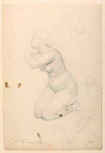 Rajz, Tanulmány a "Betegek áldozásához", 1844-45 alkotó: Daniel Huntington