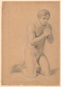 Rajz, Tanulmány a "Betegek áldozásához", 1844 alkotó: Daniel Huntington