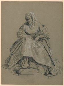 Rajz, tanulmány a "Martha Washington fogadásához", 1860 alkotó: Daniel Huntington
