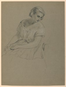 Rajz, tanulmány a "Martha Washington fogadásához", 1860 alkotó: Daniel Huntington