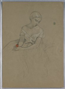 Rajz, tanulmány a "Martha Washington fogadásához", 1860 alkotó: Daniel Huntington
