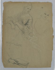Rajz, tanulmány a "Martha Washington fogadásához", 1869 alkotó: Daniel Huntington