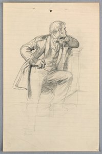 Rajz, tanulmány a "Tudományos csoporthoz", 1858 alkotó: Daniel Huntington