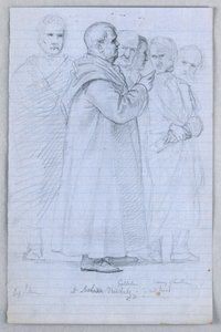 Rajz, tanulmány a "Tudományos csoporthoz", 1858 alkotó: Daniel Huntington