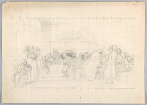 Rajz, tanulmány a "Tudományos csoporthoz", 1858 alkotó: Daniel Huntington