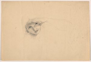 Rajz, Szemét árnyékoló nő, 1844 körül. alkotó: Daniel Huntington