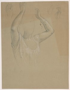 Rajz, Nő felemelt kézzel A, 1844-45 alkotó: Daniel Huntington