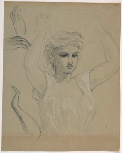 Rajz, Nő felemelt kézzel A, 1844-45 alkotó: Daniel Huntington