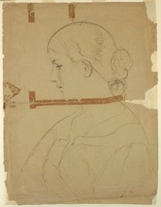 Rajz, Nő profilban, modell Rómában, 1840 alkotó: Daniel Huntington