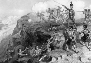 A hegyvidékiek megtámadják az orosz redoutot, Almai csata, 1854, 1857 alkotó: Daniel John Pound