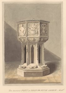 Ősi betűtípus a West Drayton Churchben, Middlesexben alkotó: Daniel Lysons
