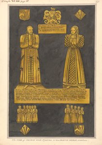 Sárgaréz tányér Dr. James Goode-nak és feleségének, Joannak, Edward Clinton lányának, West Drayton Church alkotó: Daniel Lysons