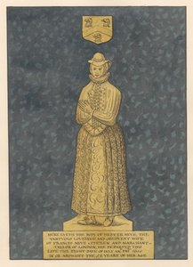 Sárgaréz tányér Mrs. Hester Heve számára az East Ham templomból alkotó: Daniel Lysons