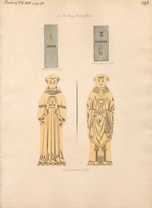 Sárgaréz tányér két azonosítatlan klerikus számára, a Barking templomból alkotó: Daniel Lysons