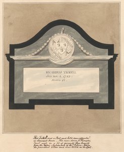 Emlékmű egy költőnek, Richard Tickellnek a Hampton Churchből alkotó: Daniel Lysons