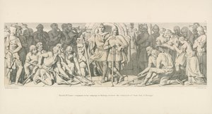 Harold, Vilmos társa a bretagne-i hadjáratában megkapja Conan, Bretagne grófjának előterjesztését alkotó: Daniel Maclise