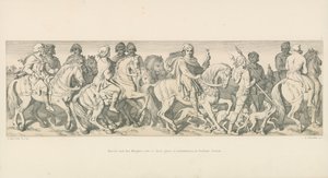 Harold és lovagjai a beszállási helyükre lovagolnak, a sussexi Boshamba alkotó: Daniel Maclise