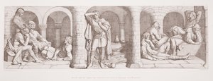 Harold és a szászok a Montreuil melletti Beaurain várában vannak bezárva, a "The Story of the Norman Conquest"-ből, L. Gruner metszete, 1866. alkotó: Daniel Maclise