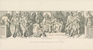Harold, aki Normandiai Vilmoshoz utazik, búcsút vesz Hitvalló Edwardtól alkotó: Daniel Maclise