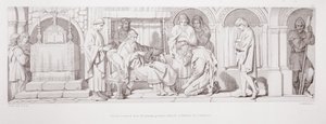 Harold, aki Normandiából hazatért, bemutatja magát Hitvalló Edwardnak, „A normann hódítás története” című művéből, amelyet L. Gruner vésett, 1866 alkotó: Daniel Maclise
