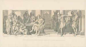 Harold fogságában bejelentették Normandiai Vilmosnak, aki arról értesül, hogy Ponthieu-i Guy váltságdíjat követel érte alkotó: Daniel Maclise
