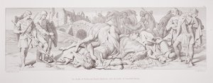 Tostig és Harold Hardrada halála a Stamford Bridge-i csata után, „A normann hódítás története” című művéből, L. Gruner metszete, 1866 alkotó: Daniel Maclise