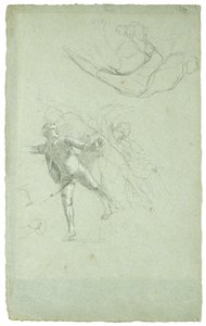 Tanulmány Gibraltár ostromához (Tanulmány egy ágyú figurájához a Longboatban), 1785-1786 (fekete-fehér kréta szürkéskék papíron) alkotó: Daniel Mytens