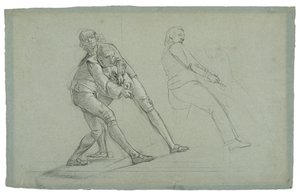 Study for The Siege of Gibraltar (Study of The Siege of a Rope on a Rope), 1785-1786 (fekete-fehér kréta szürkéskék papíron) alkotó: Daniel Mytens