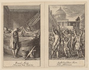A Centifolium Stultorum 5. és 6. lapja, Bolondságok alkotó: Daniel Nikolaus Chodowiecki