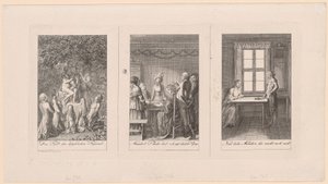 Három lap Ehrenberg „Zsebkönyv [...] 1795-re” című művéhez alkotó: Daniel Nikolaus Chodowiecki
