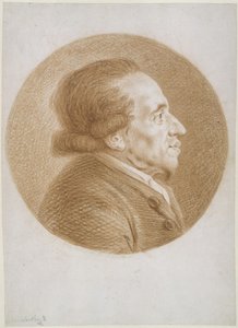 Jobbra néző Moses Mendelssohn kör alakú mezőben alkotó: Daniel Nikolaus Chodowiecki