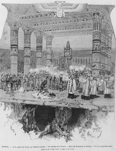 Vulkán temploma Radames és Aida halálával, jelenet Giuseppe Verdi (1813-1901) „Aida” IV. felvonásából, Fortune Louis Meaulle metszete, 1871