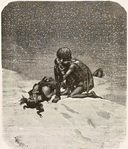 Az ember, aki nevet - Gwynplaine és a kis Dea, írta Daniel Vierge