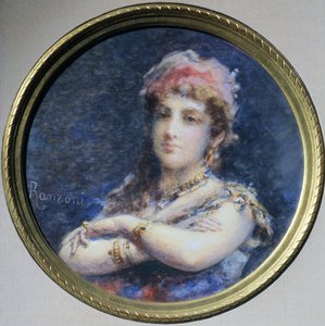 Troubetzkoy hercegnő portréja, Daniele Ranzoni (1843-1889), akvarell