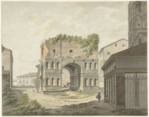 A Janus quadrifons boltíve és a S. Giorgio egy része a római Velabróban