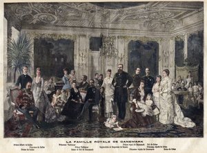 A dán királyi család (színes metszet)