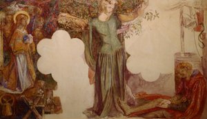 Sir Lancelot bűne miatt megakadályozta, hogy belépjen a Szent Grál-kápolnába alkotó: Dante Gabriel Charles Rossetti