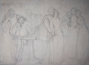Tanulmány Benedick és Beatrice számára alkotó: Dante Gabriel Charles Rossetti