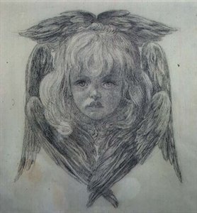 Tanulmány egy gyermekangyal fejéről a „Boldog Damozel”-ben, 1875 körül (fekete kréta) (lásd: 15166) alkotó: Dante Gabriel Charles Rossetti