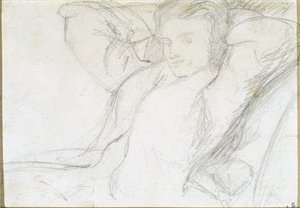 Tanulmány egy ülő hölgyről, 1860 (grafit papíron) alkotó: Dante Gabriel Charles Rossetti