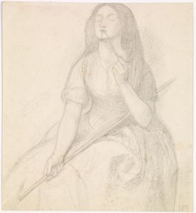 Tibullus visszatérése Deliához - Tanulmány Deliát ábrázoló alakhoz alkotó: Dante Gabriel Charles Rossetti