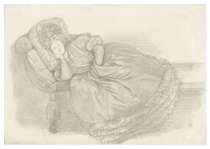 Fanny Cornforth tanulmánya, amint sezlonon alszik alkotó: Dante Gabriel Rossetti