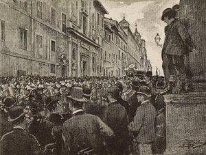 Agostino Bertani (1812-1886) temetése, olasz hazafi és politikus, Róma, Olaszország, Dante Paolocci rajza, metszet a L