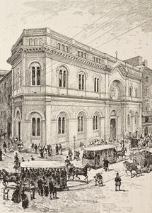 Evangélikus templom a Via Nazionale-n, Róma, Olaszország, metszet Dante Paolocci rajzából, L