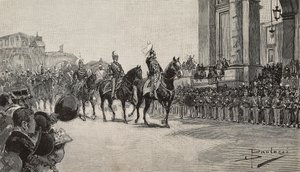 Katonai felvonulás Makaóban I. Umberto király születésnapjára, március 14-én alkotó: Dante Paolocci