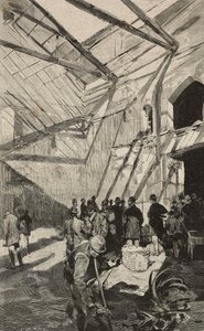 Az izraeli színház maradványai az 1893-as tűzvész után, Róma, Olaszország, metszet Dante Paolocci rajza nyomán, L