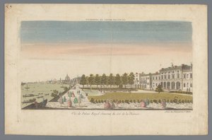 Kilátás a Somerset-házra a Temze partjáról, Londonnal a háttérben Le Palais Royal de Somerset / Vue du Palais Royal Somerset du côté de la Thamise (cím a tárgyon)