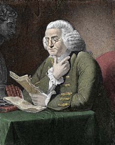 Benjamin Franklin (1706-1790) amerikai filozófus, fizikus és nagykövet portréja. Metszet David Martin festménye után. alkotó: David (after) Martin