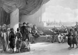 Interjú Egyiptom alkirályával Alexandriában, az „Egyiptom és Núbia” című művéből, Louis Haghe litográfiája alkotó: David (after) Roberts